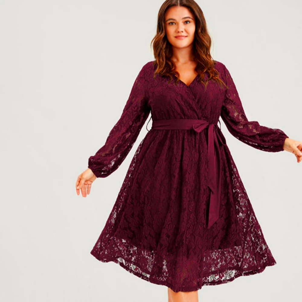 Bloomchic Lace Dress Lantern Sleeve